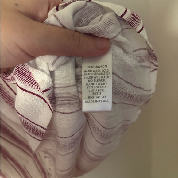 She + Sky Burgundy and White Striped Blouse - Picture 6 of 7